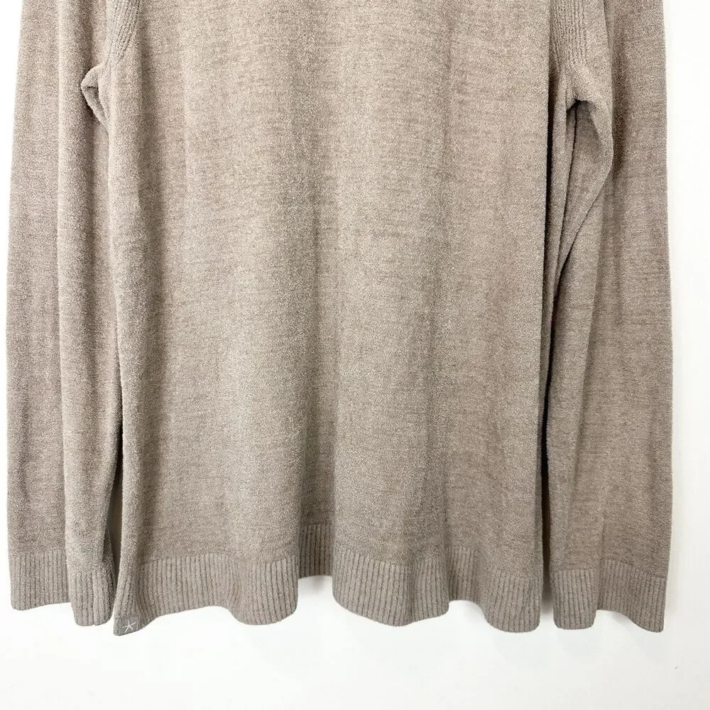 Barefoot Dreams CozyChic Ultra Lite Men's V-Neck Pullover M Taupe Beige Sweater